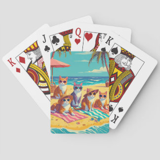 Baraja De Cartas Los gatos descansan en la playa