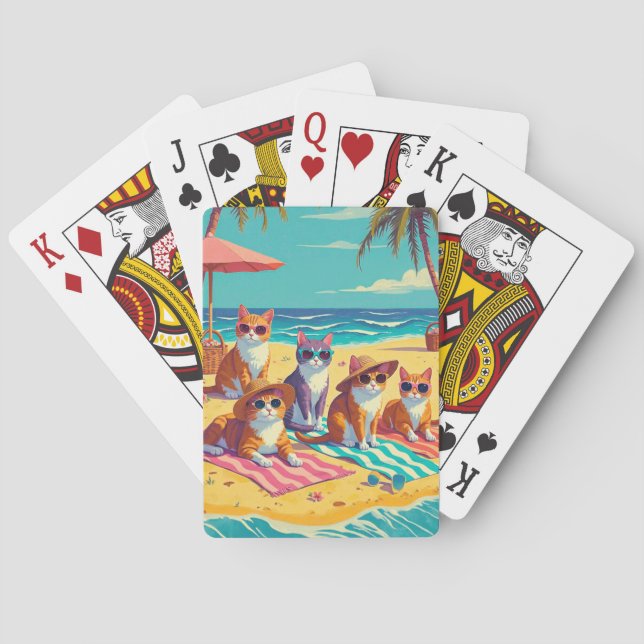 Baraja De Cartas Los gatos descansan en la playa (Reverso)