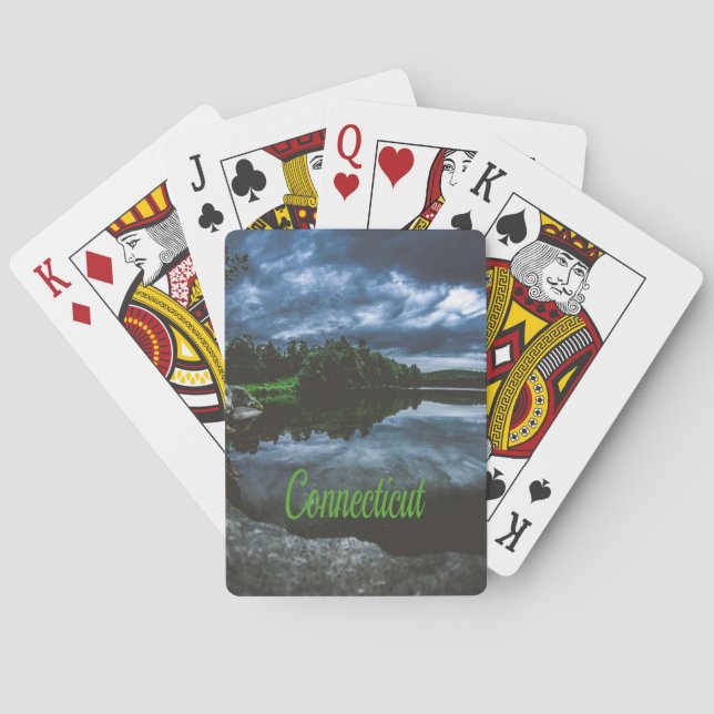 Baraja De Cartas Los hermosos árboles del lago de Connecticut (Reverso)