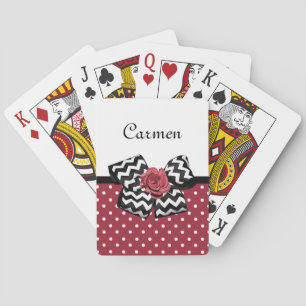 Baraja De Cartas Los puntos de polka rojo y blanco son el Rosa suav