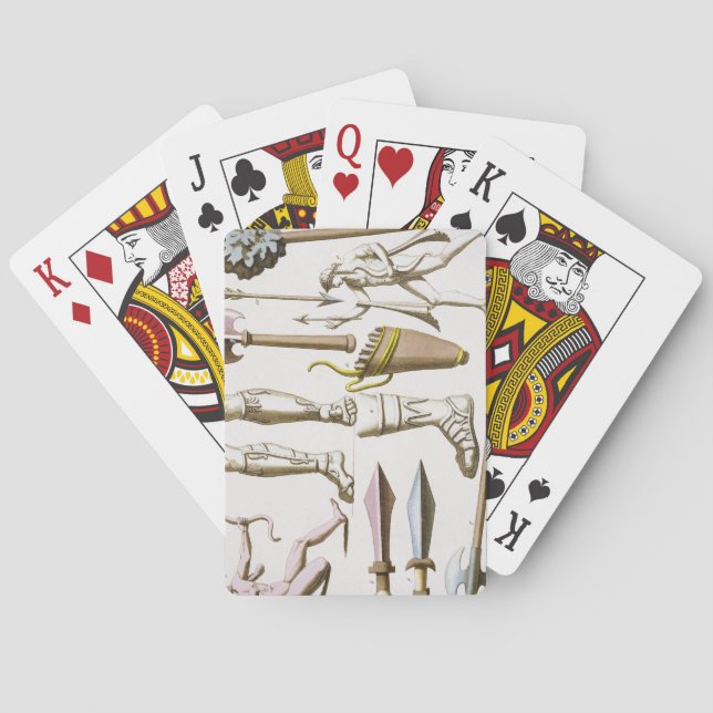 Baraja De Cartas Los soldados griegos, brazos y armadura, platean (Reverso)