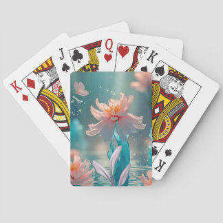 Baraja De Cartas Loto Rosa Soñador y Mariposa en Agua Acuática