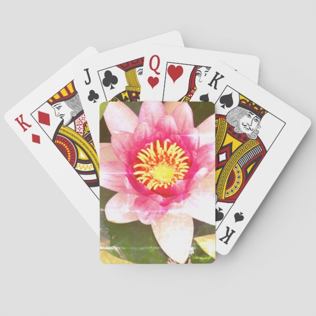 Baraja De Cartas Lotus sobre arte rosa de cosecha (Reverso)