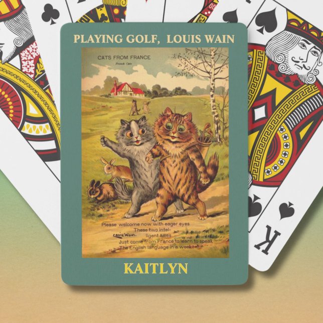 Baraja De Cartas Louis Wain Cats Jugando A Golf Personalizado (Subido por el creador)