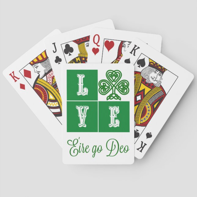 Baraja De Cartas Love Celtic Shamrock Hearts Ireland Motto (Reverso)