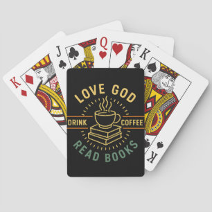 Baraja De Cartas Love God Drink Coffee Read Books Amantes Vintage