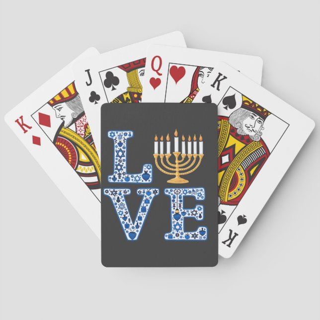 Baraja De Cartas Love Hanukkah Jewish Holiday Menorah (Reverso)