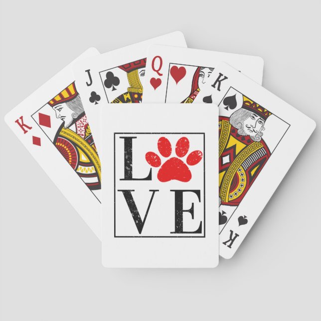 BARAJA DE CARTAS LOVE PAW PRINT DOG OWNER PET LOVER (Reverso)
