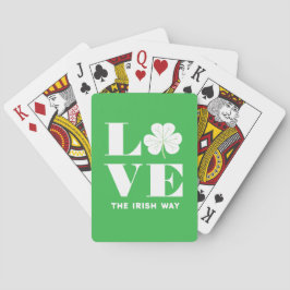 Baraja De Cartas Love Shamrock Clover Irlanda Personalizado blanco 