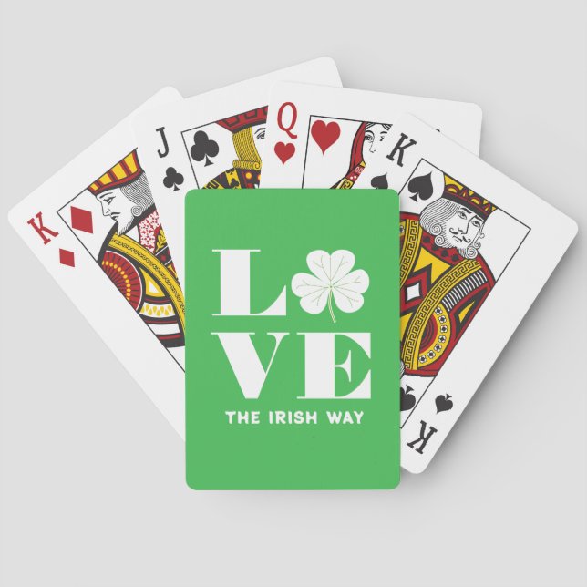 Baraja De Cartas Love Shamrock Clover Irlanda Personalizado blanco  (Reverso)