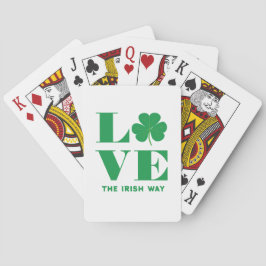 Baraja De Cartas Love Shamrock Clover Personalizado irlandés Textos