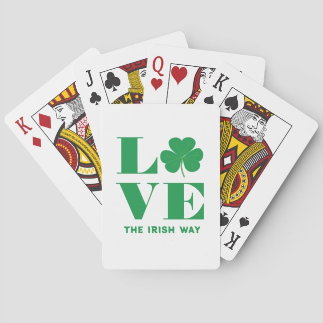 Baraja De Cartas Love Shamrock Clover Personalizado irlandés Textos (Reverso)