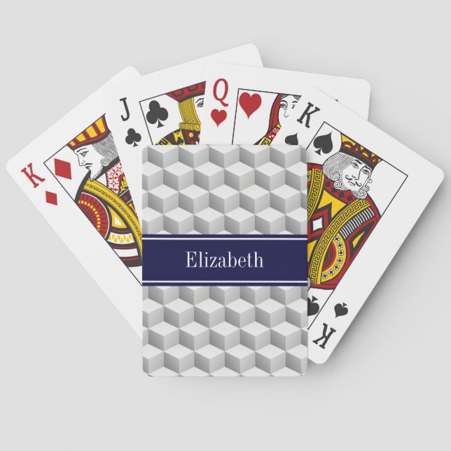 Baraja De Cartas Lt Gris Qué Aspecto 3D Cubos Nombre Azul De La Mar (Reverso)