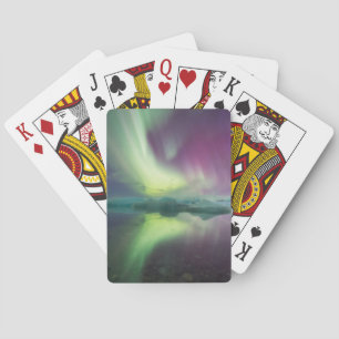 Baraja De Cartas Luces de Aurora en Laguna   Jokulsarlon, Islandia