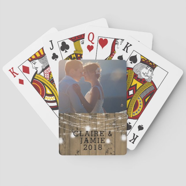 Baraja De Cartas Luces de madera rústicas del tarro de albañil de (Reverso)