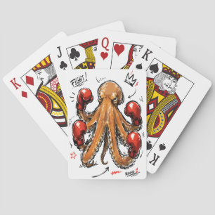 Baraja De Cartas Lucha Ronda 1 Pulpo de Boxeo – Dibujo a Mano Alzad