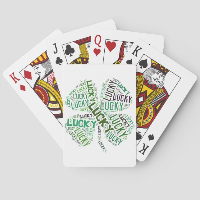 Baraja De Cartas Lucky Clover Word Art (Reverso)