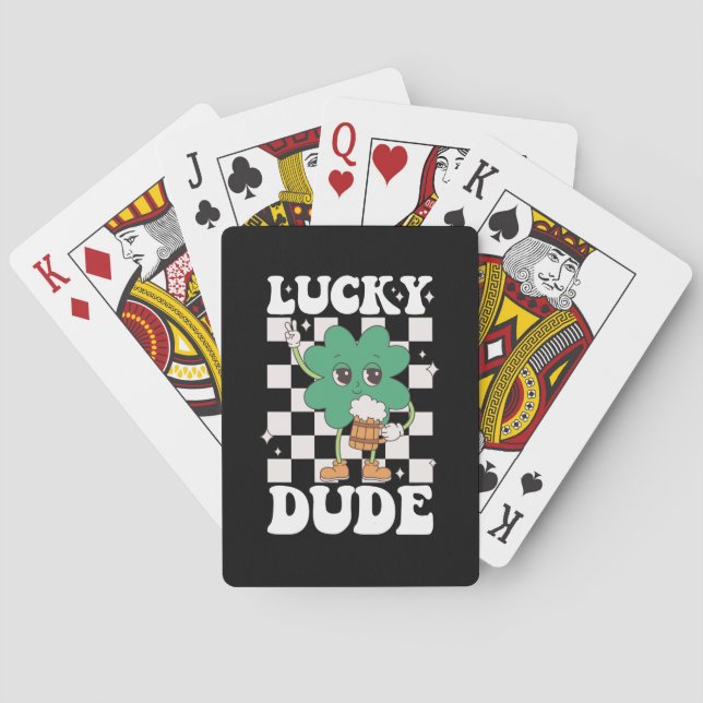 Baraja De Cartas Lucky Dude St Patricks Day Irish Groovy (Reverso)