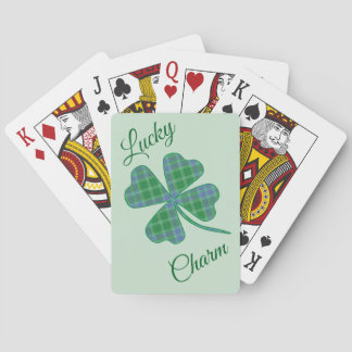 Baraja De Cartas Lucky Green Plaid Shamrock Four-Leaf Clover 