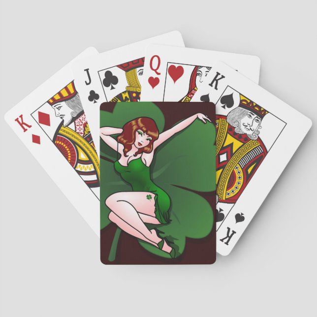 Baraja De Cartas Lucky Playing Cards Lady Luck St Patrick's Cards (Reverso)