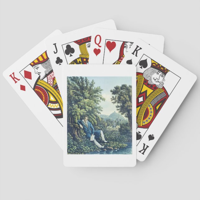 Baraja De Cartas Ludwig van Beethoven by a River (coloured engravin (Reverso)