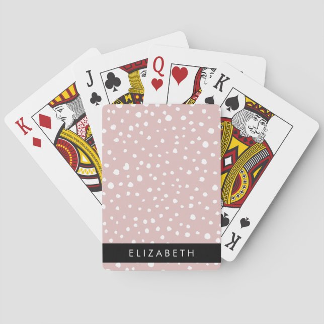 Baraja De Cartas Lugares dálmatas rosados, puntos dálmatas, tu nomb (Reverso)