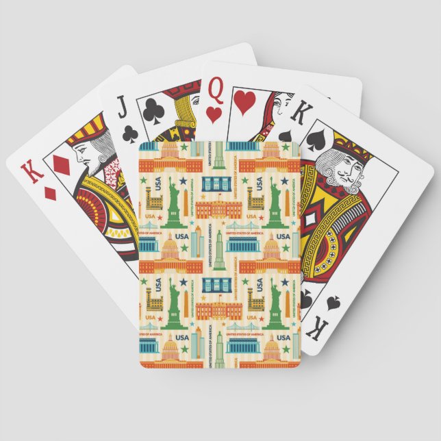 Baraja De Cartas Lugares de interés de los Estados Unidos de Améric (Reverso)