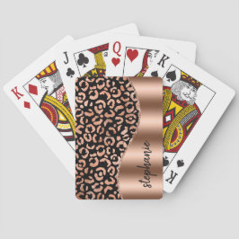 Baraja De Cartas Lugares de Leopardo Glam Rosado Dorado Negro Metál