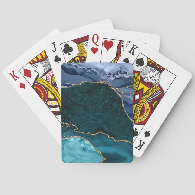 Baraja De Cartas Lujo Ágata Pavo Real & Oro (Reverso)