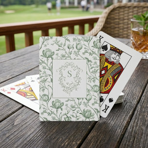 Baraja De Cartas Lujo Clásico Toile Francés Monograma Cresta de Sal