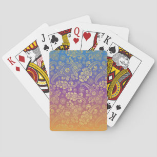 Baraja De Cartas Lujo dorado de cachemira sobre azul púrpura naranj