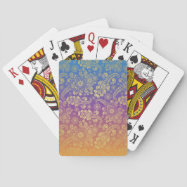 Baraja De Cartas Lujo dorado en estampado paisley sobre azul, púrpu