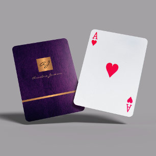 Baraja De Cartas Lujoso y elegante morado y dorado monogramado mode