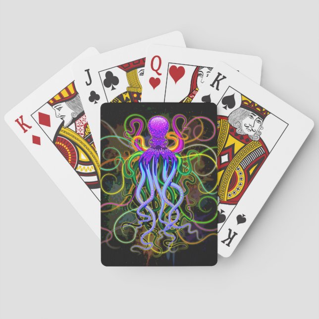 Baraja De Cartas Luminescencia psicodélica del pulpo (Reverso)