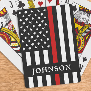 Baraja De Cartas Luminoso bombero personalizado de la línea roja