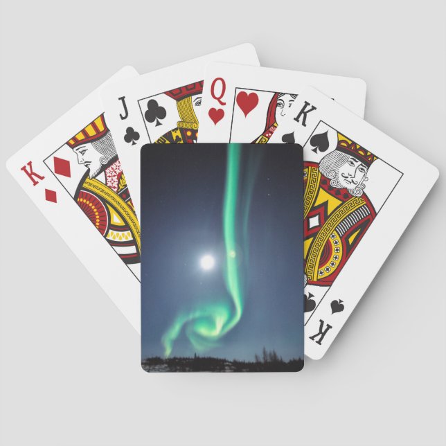 Baraja De Cartas Luna Llena Con Aurora | Yellowknife Canadá (Reverso)