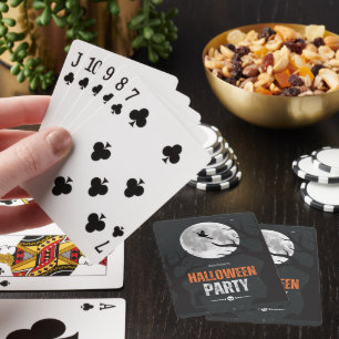 Baraja De Cartas Luna Llena de Halloween Negra y Naranja