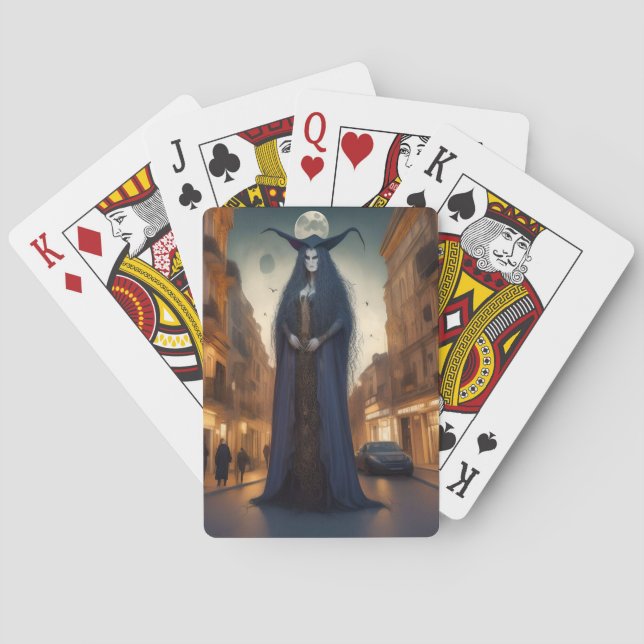 Baraja De Cartas luna llena en la ciudad (Reverso)