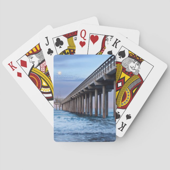 Baraja De Cartas Luna llena sobre el muelle, California (Reverso)