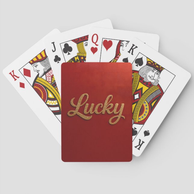 Baraja De Cartas Luxe Lucky Script Red Gold Card Deck (Reverso)