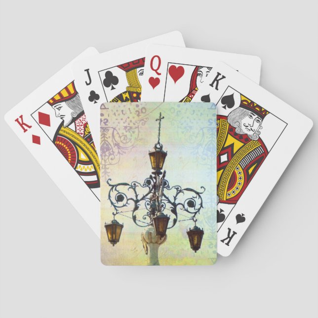 Baraja De Cartas Luz Plaza con fondo pastel (Reverso)