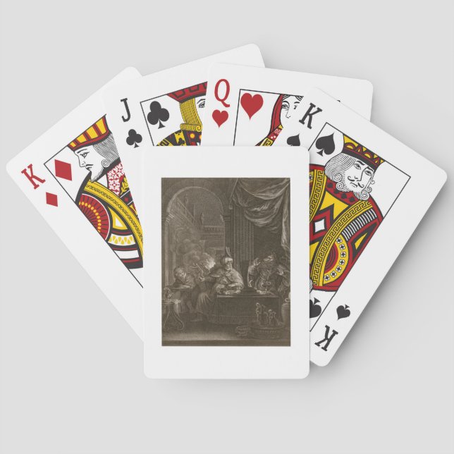 Baraja De Cartas Lycaon transformó en un lobo, 1731 (el grabado) (Reverso)