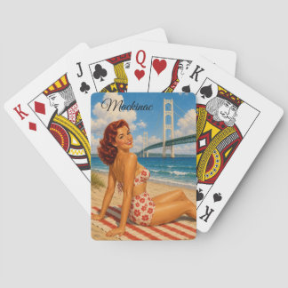 Baraja De Cartas Mackinac Bridge Belleza Vintage de Baño