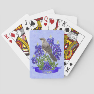 Baraja De Cartas Mackingbird del estado de Texas y Flor de Bluebonn