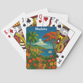 Baraja De Cartas Madeira Floral Vintage Arte de Viaje Colorido
