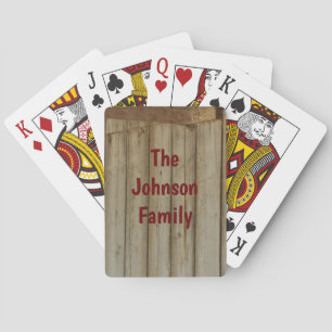 Baraja De Cartas Madera de granero rústica, nombre de la familia al
