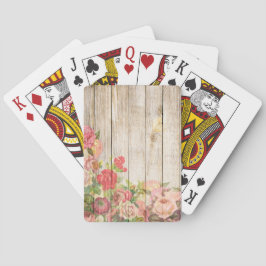 Baraja De Cartas Madera de Rosas Rústicos Vintage