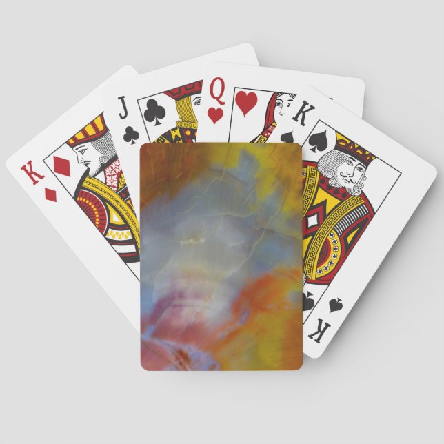 Baraja De Cartas Madera petrificada abstracta primer plano (Reverso)