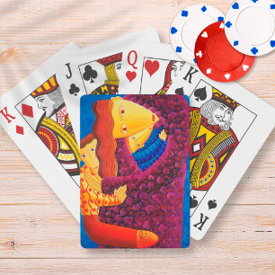 Baraja De Cartas Madre e hijos pintando arte familiar contemporáneo