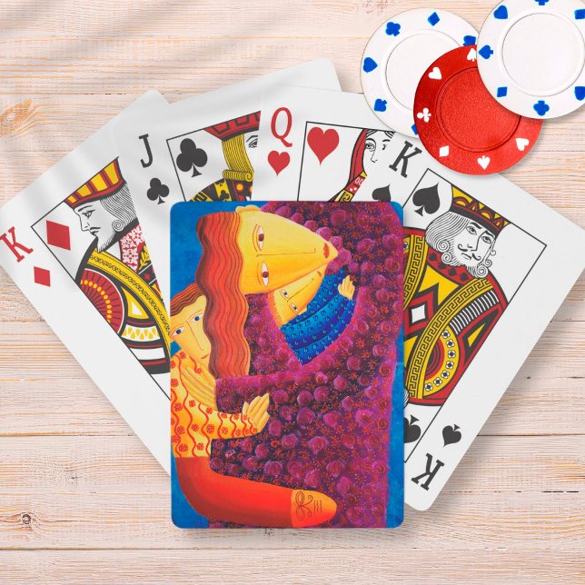 Baraja De Cartas Madre e hijos pintando arte familiar contemporáneo (Subido por el creador)